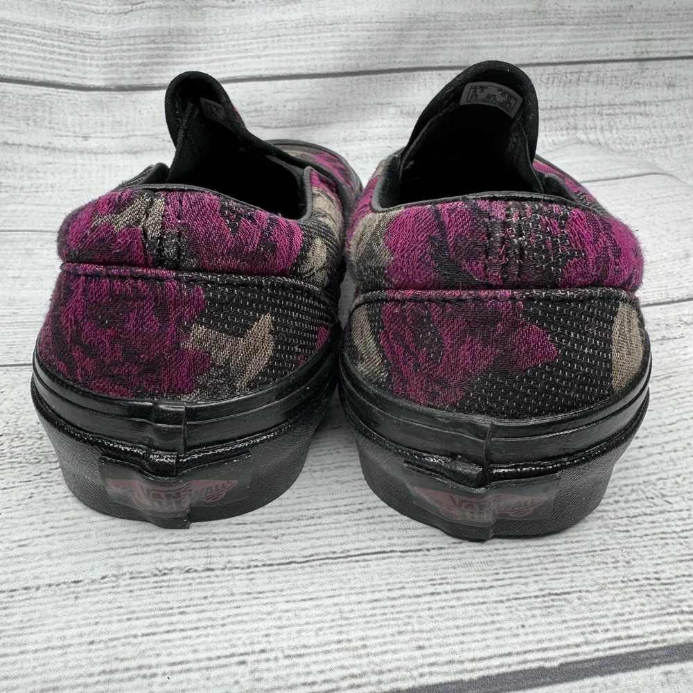 Vans Anaheim Factory Classic Slip-On Roses Shoes Black‎ Red W6 M4.5